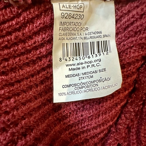 NWOT Ale-Hop Burgundy Knit Beanie, One Size, MSRP $12 - Picture 4 of 5